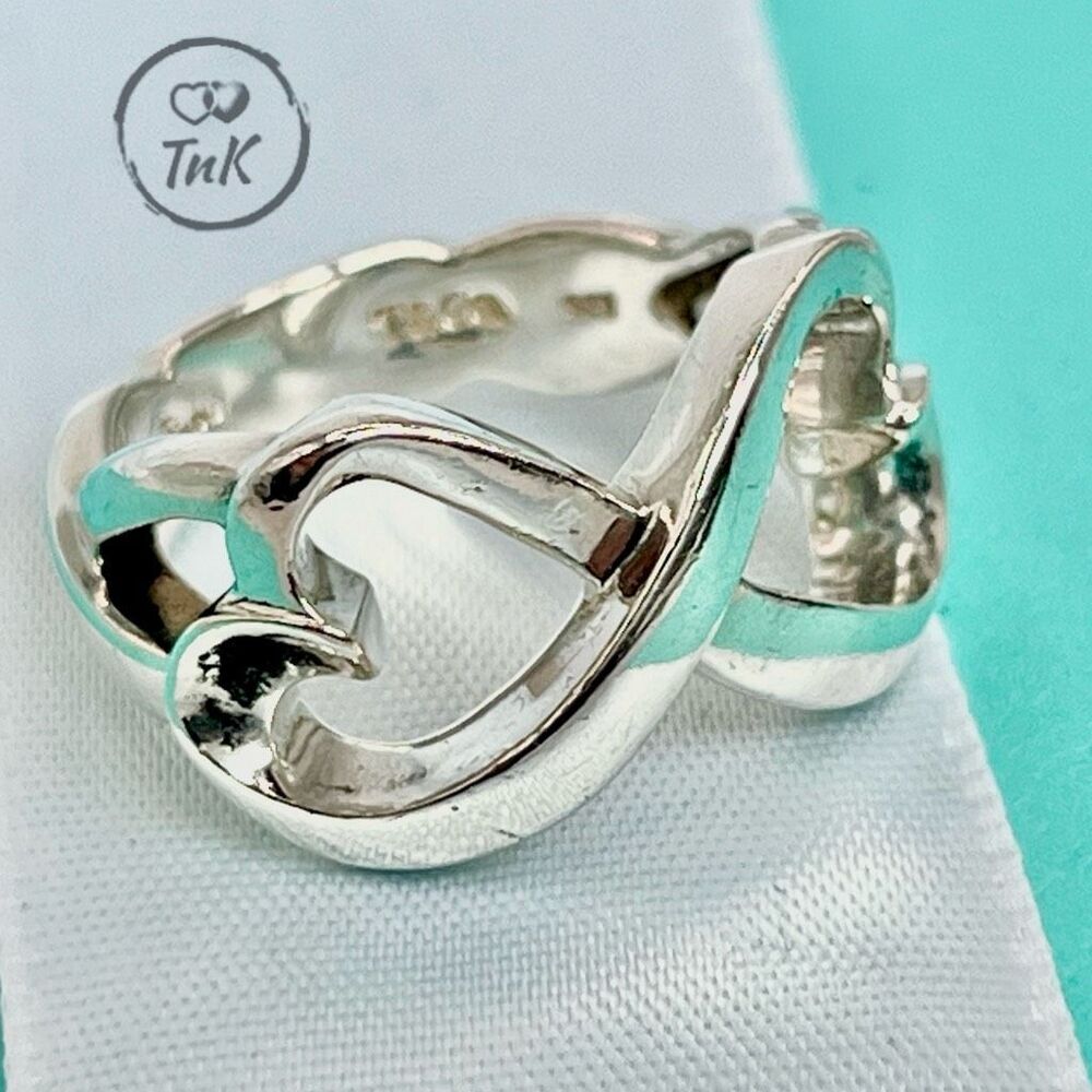 Tiffany & Co. Double Loving Heart Ring Paloma Picasso -529 Silver - Sz 5 - Picture 11 of 16